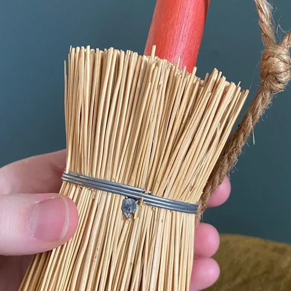 Rustic Straw Broom with Red Handle - Picture 5 of 5